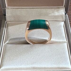 Authentic Bulgari Tronchetto Pink Gold Ring with Malachite SIZE 54 (US 7)
